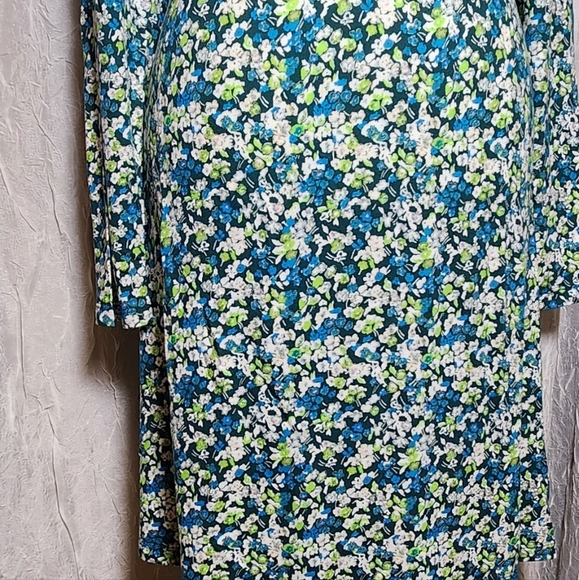 Womens Large Deep V Neck Long Sleeve Print Knit Dress - Picture 4 of 12